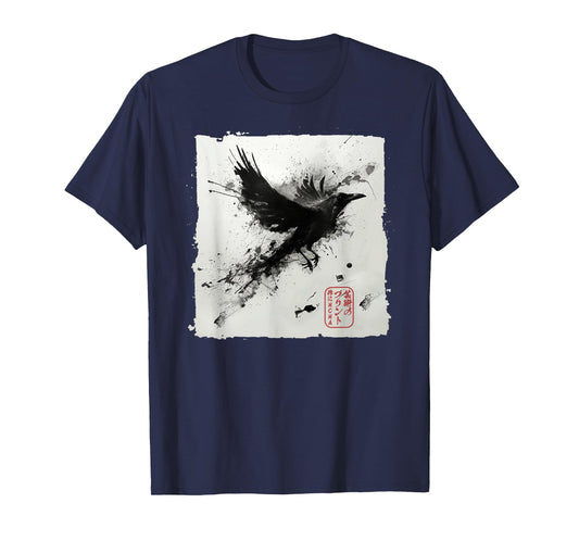 Japanese Art Ink Raven/Crow - Men, Women, Kids Graphic T-Shirt