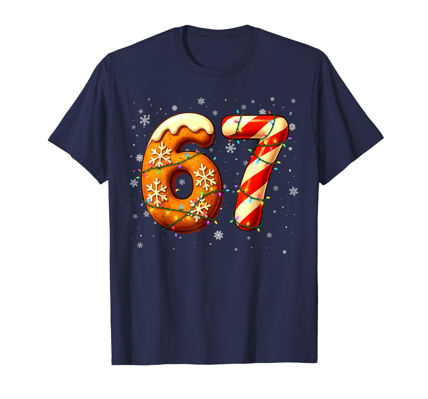 67 Six Seven 6-7 Gingerbread Candy Cane Christmas Kids Meme T-Shirt