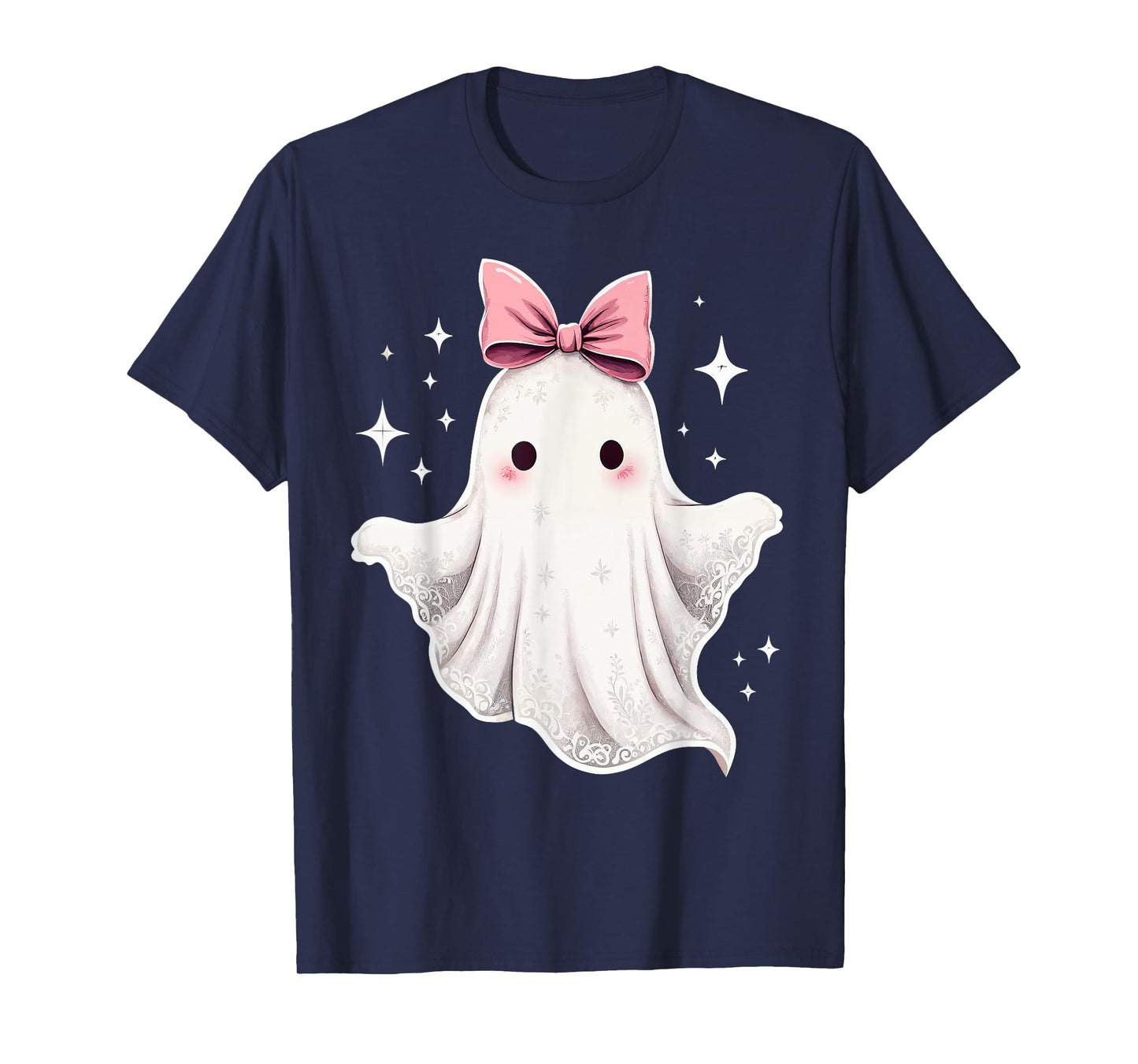 Ghost Coquette Bow Halloween Kawaii Girls Women Spooky T-Shirt