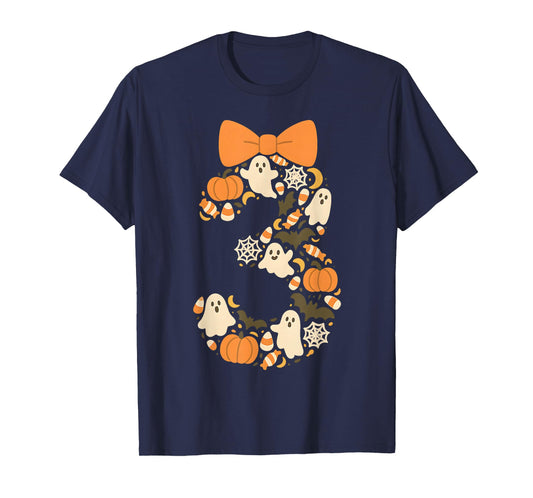 Kawaii Halloween Third Birthday Number Three Design T-Shirt