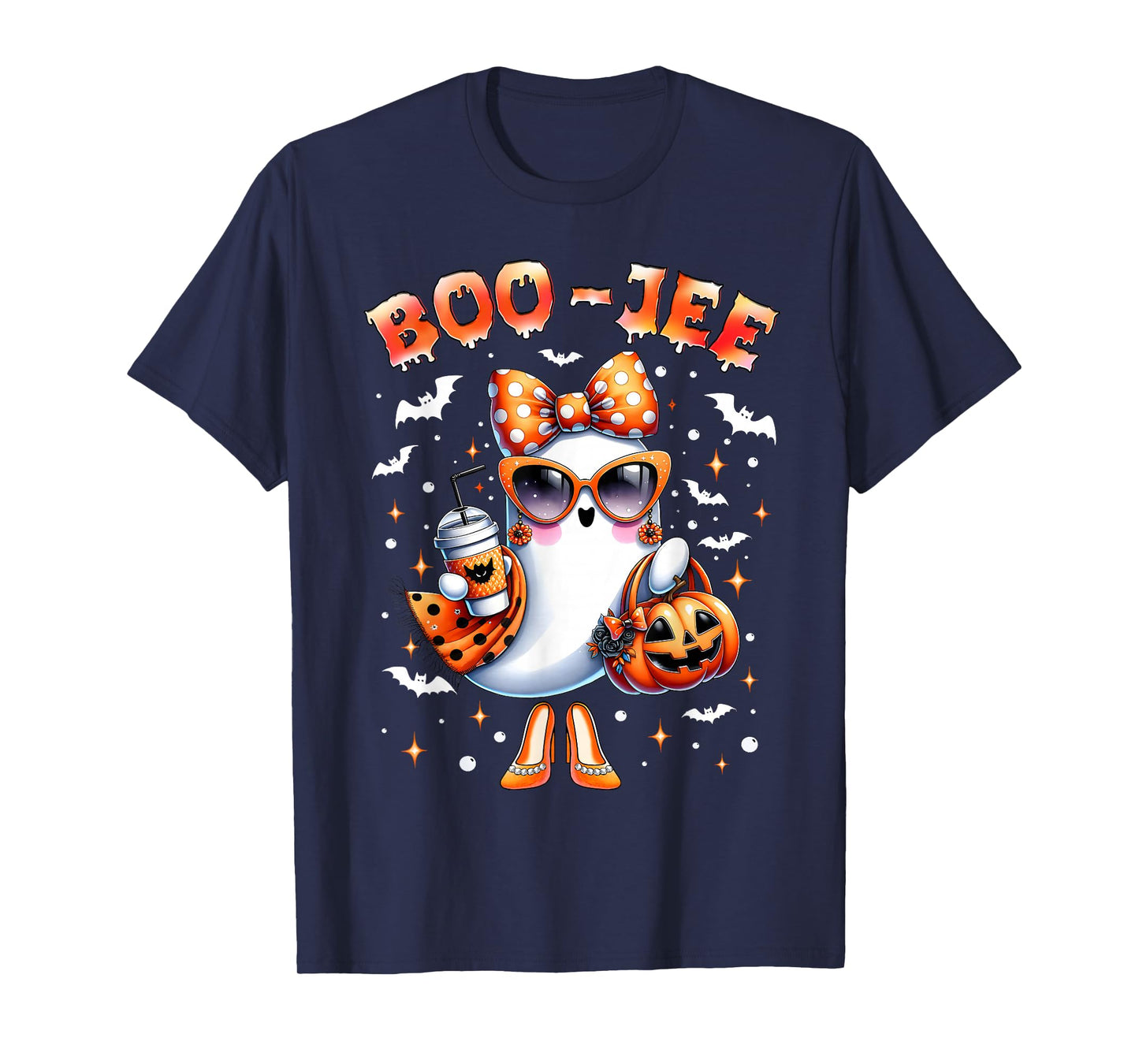 Boo-Jee Funny Ghost Coffee Jack O Lantern Happy Halloween T-Shirt