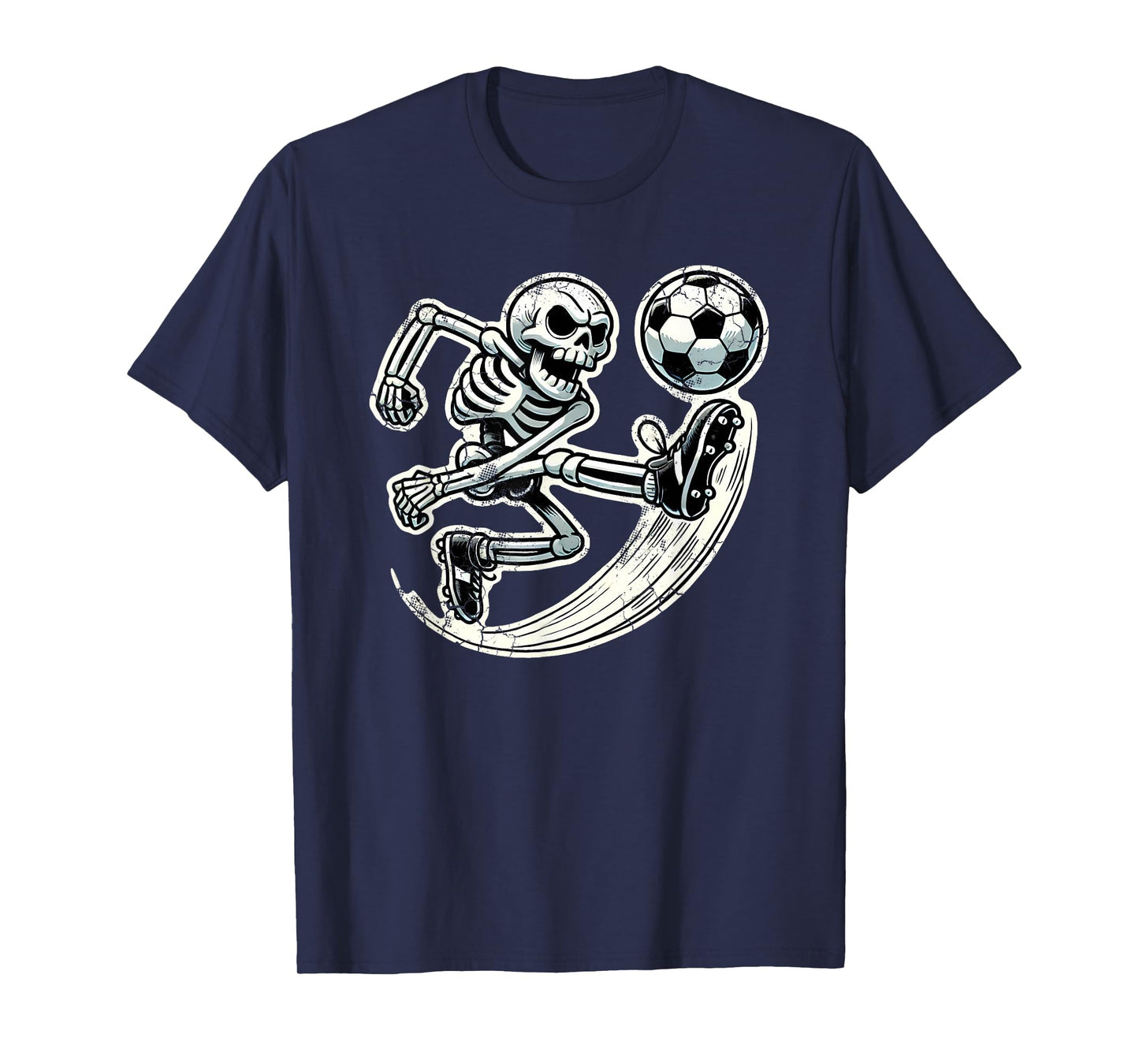 Halloween Skeleton Soccer Player Spooky Kicking Action T-Shirt