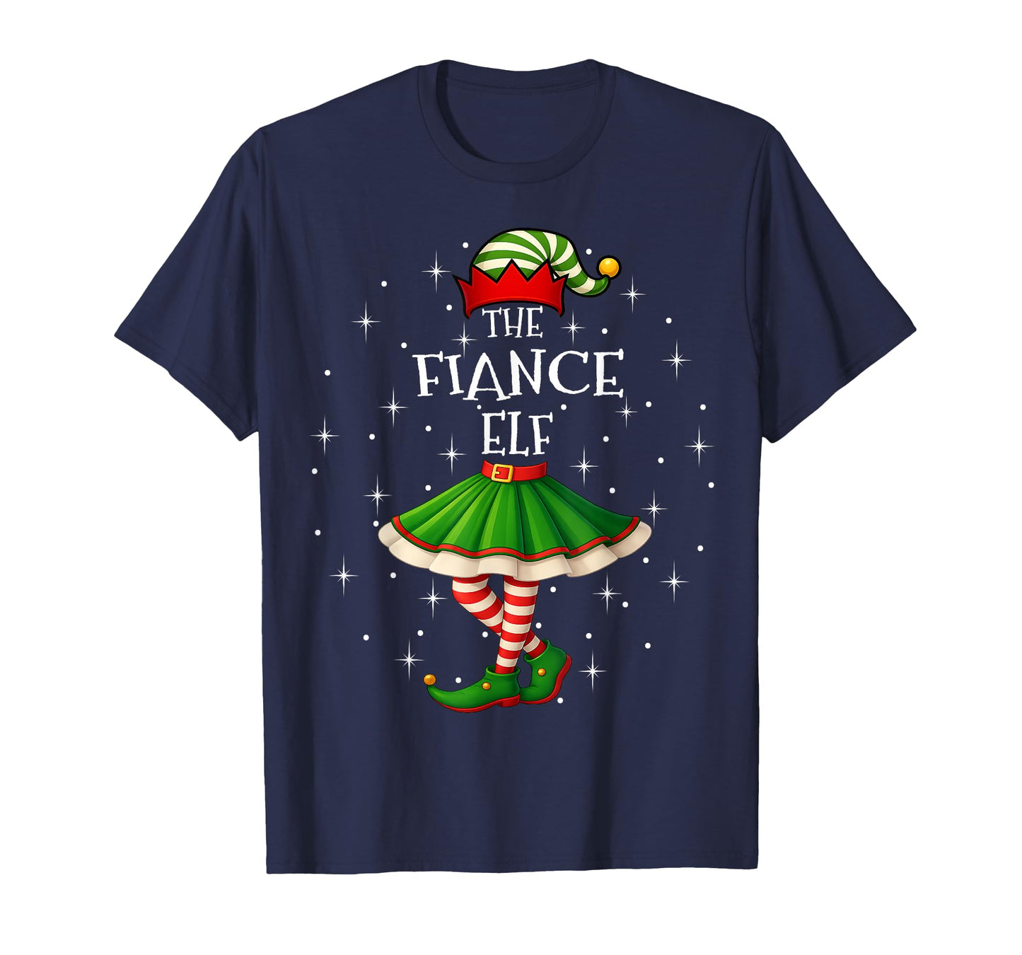 Fiance Elf Christmas Family Matching Women Girls Xmas Party T-Shirt