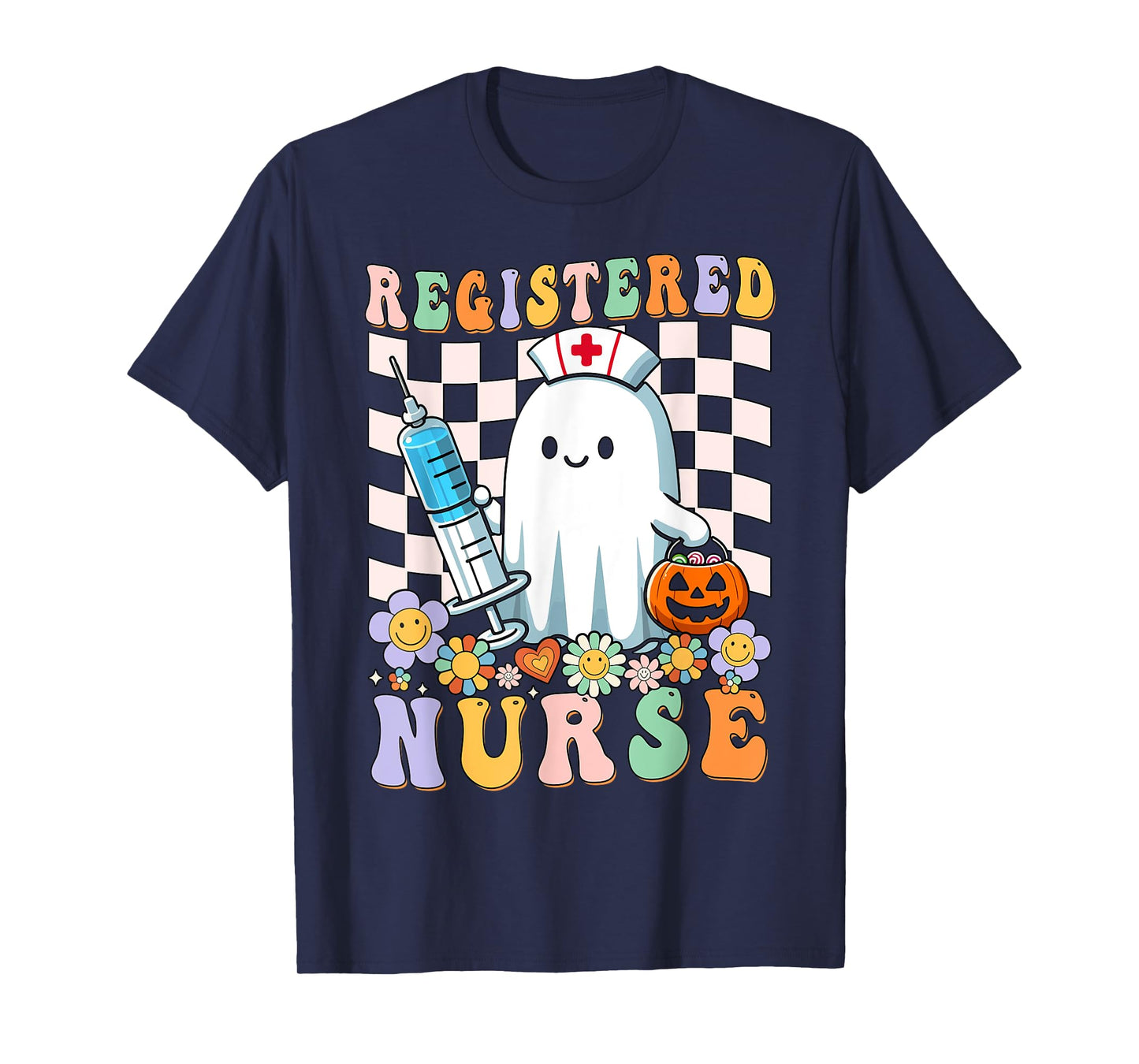 Registered Nurse Ghost RN Halloween Costume Stethoscope T-Shirt