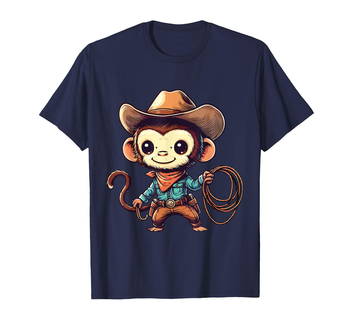 Western Rodeo Cowboy Outfit Hat Monkey Texas Animals T-Shirt