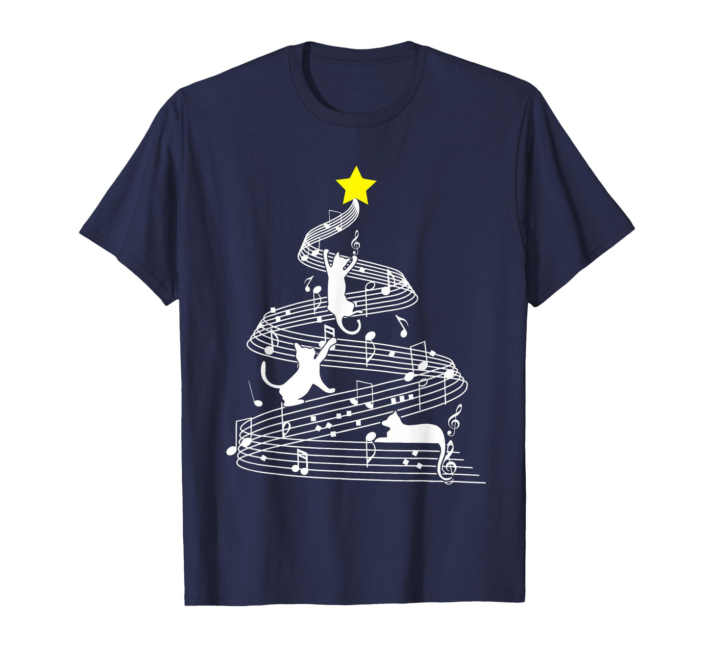 Cat Music Christmas Musician Feline Lover Xmas Pajamas T-Shirt