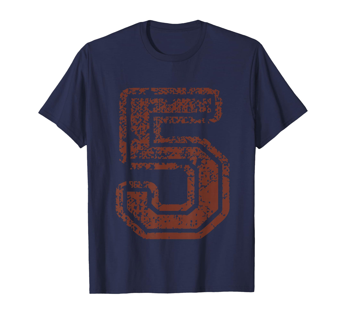 Big Maroon Color Number 5 Five Grunge Distressed Design T-Shirt