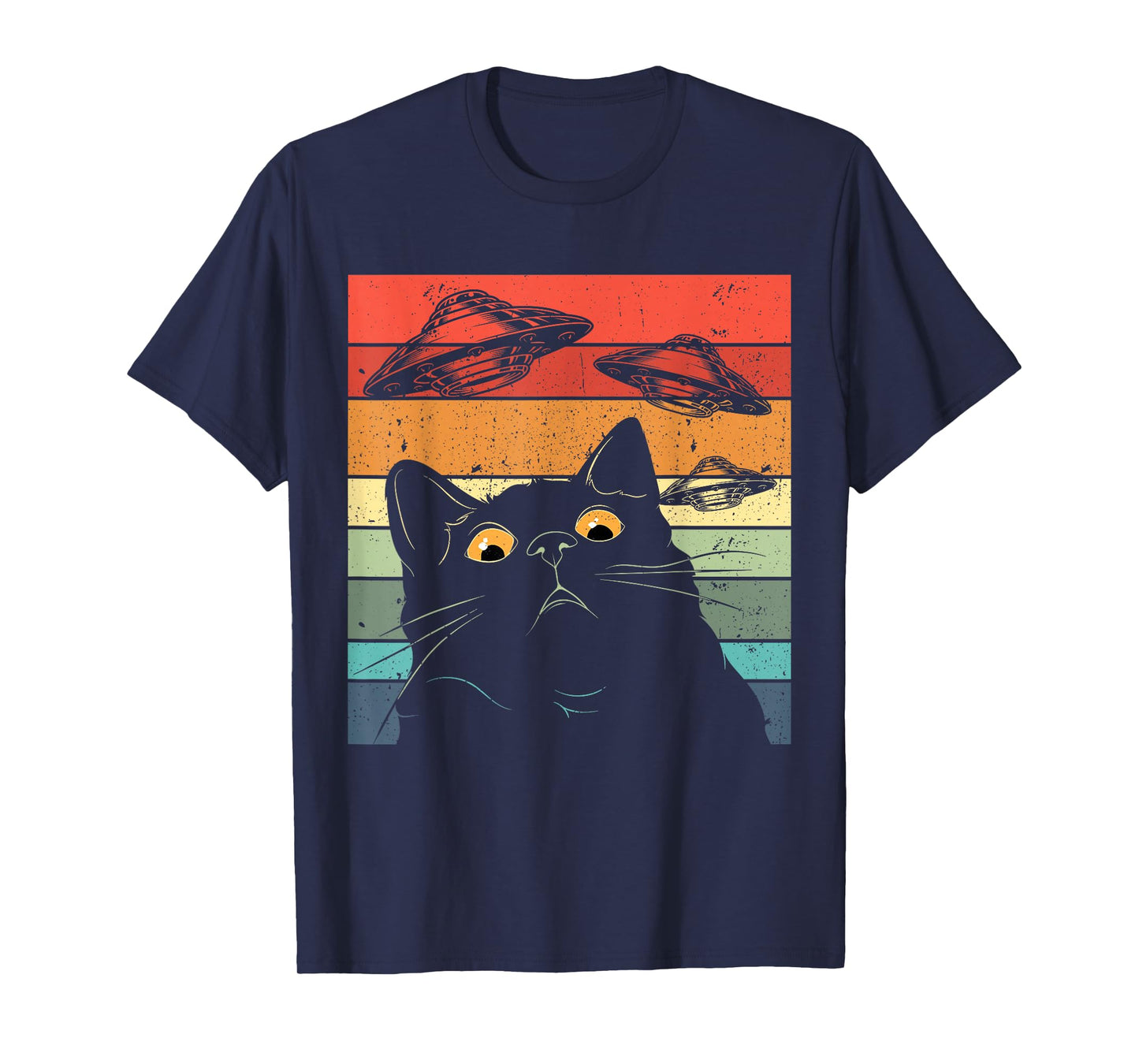Funny Cat Tee, Galaxy Cat Shirt Spaceship Alien Cat UFO T-Shirt