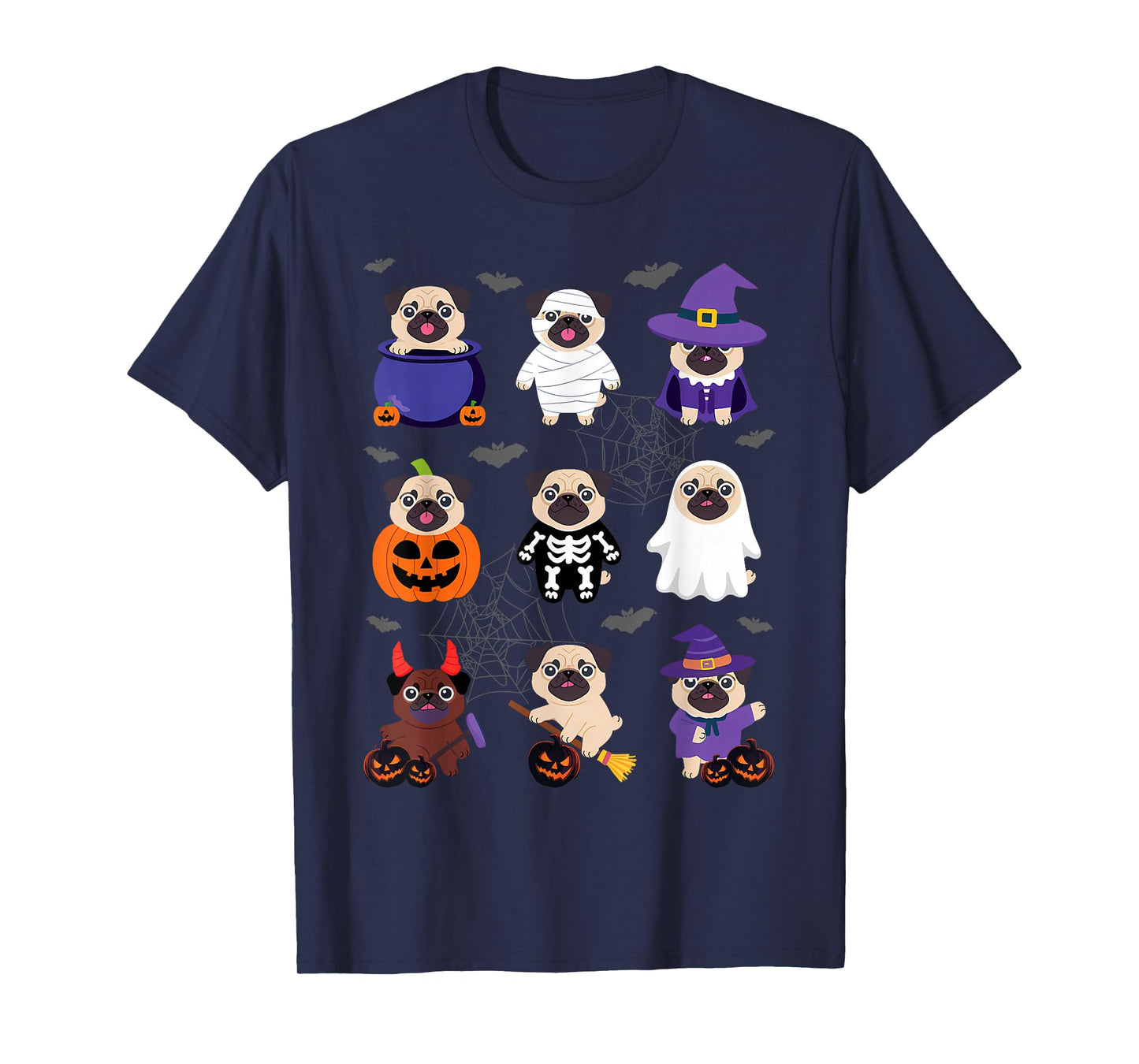 Pug Halloween Costume Spooky Ghost Pumpkin Pug Halloween T-Shirt
