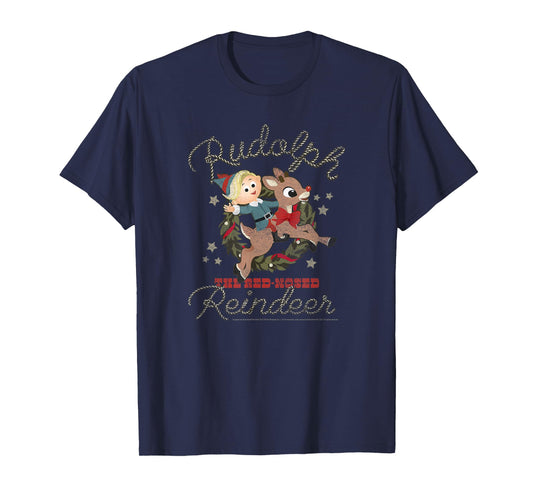 Rudolph and Hermey Country Western Rodeo Vintage Christmas T-Shirt