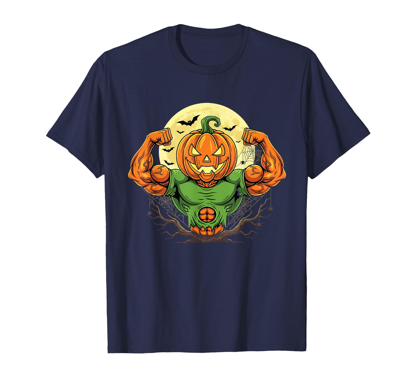 Jack O' Lantern Lifting Pumpkin Muscle Halloween Workout Gym T-Shirt