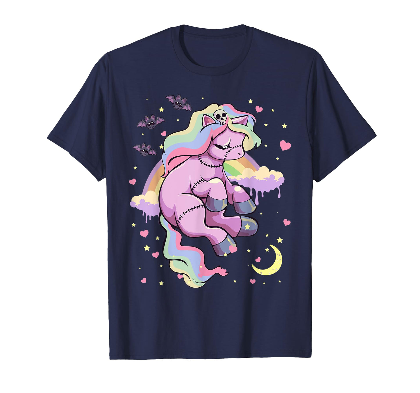Pastel Goth Kawaii Sad Depressed Unicorn with Rainbow T-Shirt
