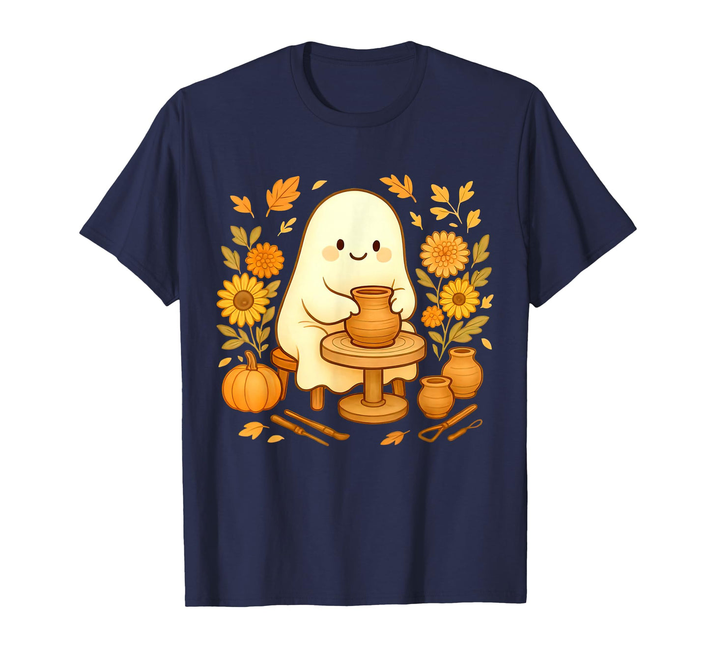 Halloween Ghost Pottery Fall Ceramic Artist Pumpkins Autumn T-Shirt