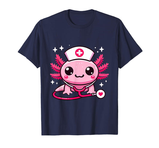 Thanksgiving Scrub Tops Women Axolotls Nurse Holiday Nursing T-Shirt