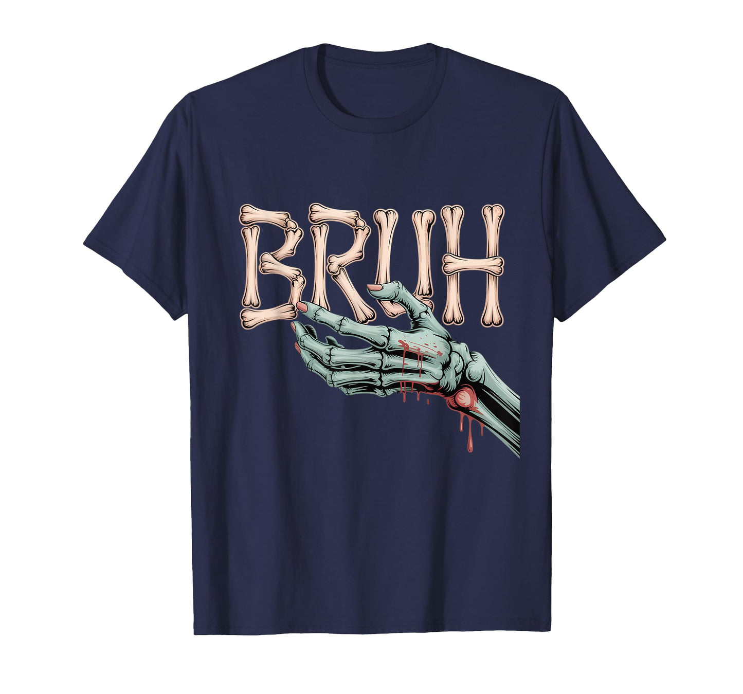 Bruh Skeleton Zombie Halloween Boys Kids Teens Graphic T-Shirt
