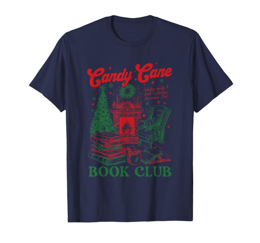 Bookish Christmas Candy Cane Book Club Book Love Winter T-Shirt