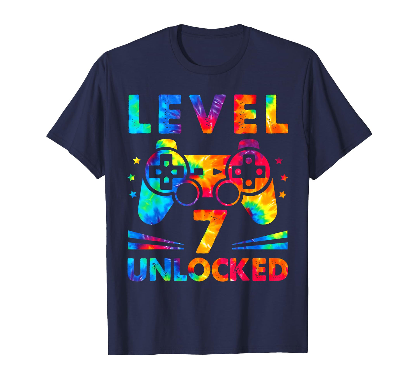 7 Year Old 7th Birthday Gamer Tie Dye Boys Level Gift T-Shirt