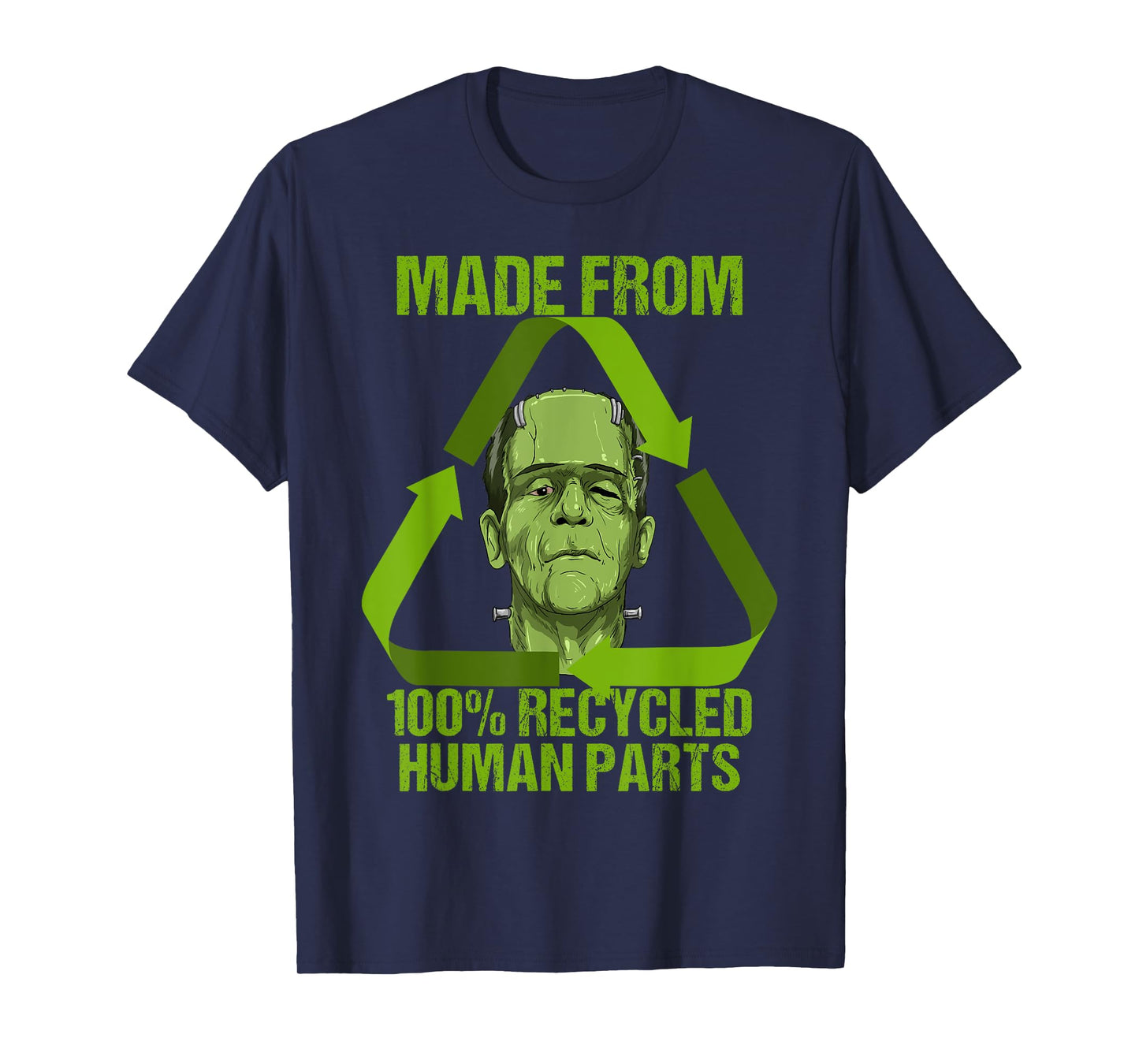 Frankenstein Made from 100% Recycled Human Parts Halloween T-Shirt Small