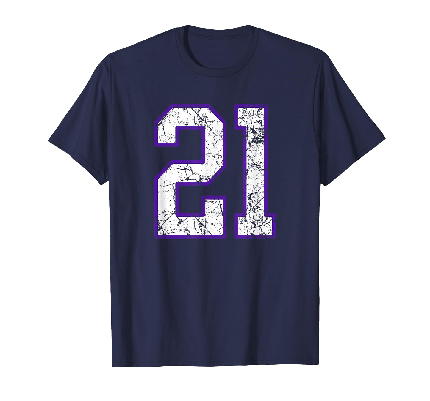 White and Purple Number 21 Jersey Player Uniform #21 T-Shirt