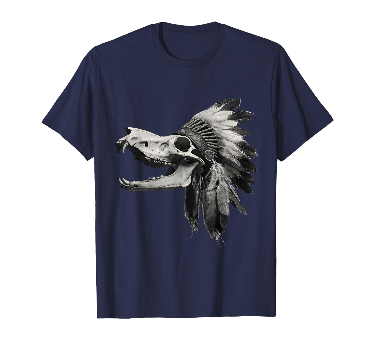 Aztec Wolf Skull Mexican Feathered Mayan Indigenous Azteca T-Shirt