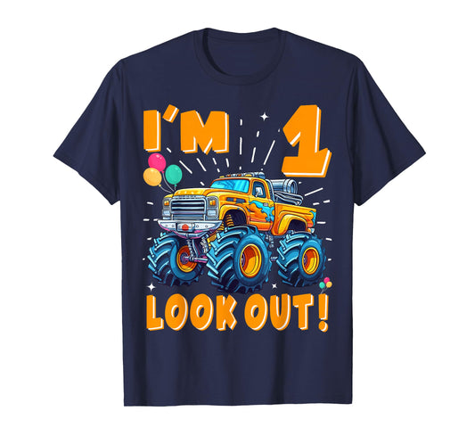 One 1st Birthday Boy Monster Truck Car 1 Year Old T-Shirt