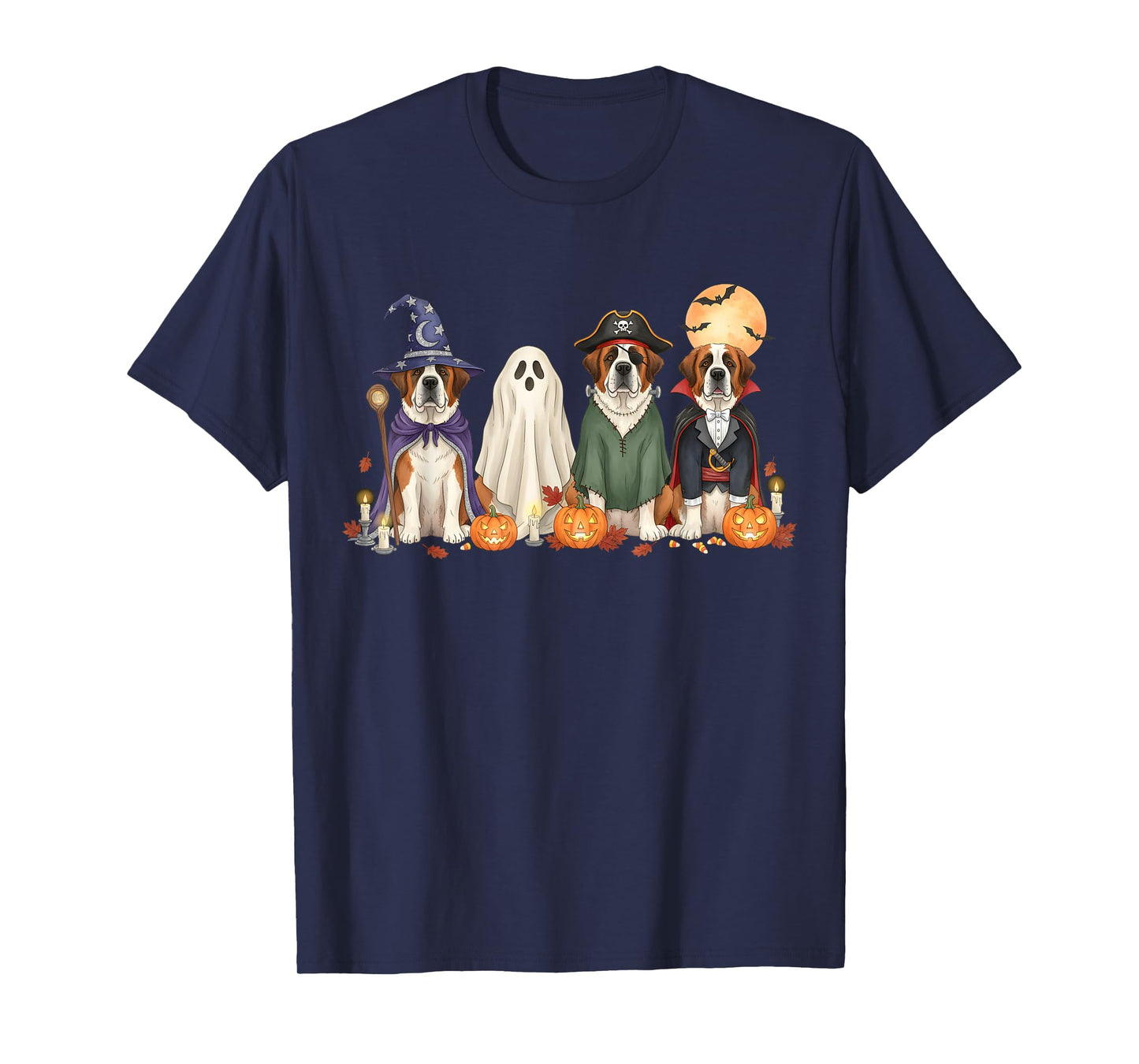 Spooky St. Bernard Dogs Ghost Witch Mummy Saint Bernard T-Shirt