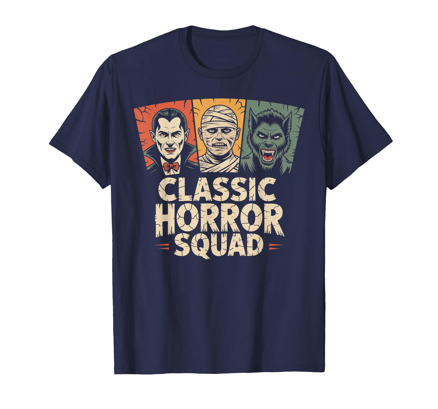 Classic Horror Squad Halloween Monster Crew T-Shirt