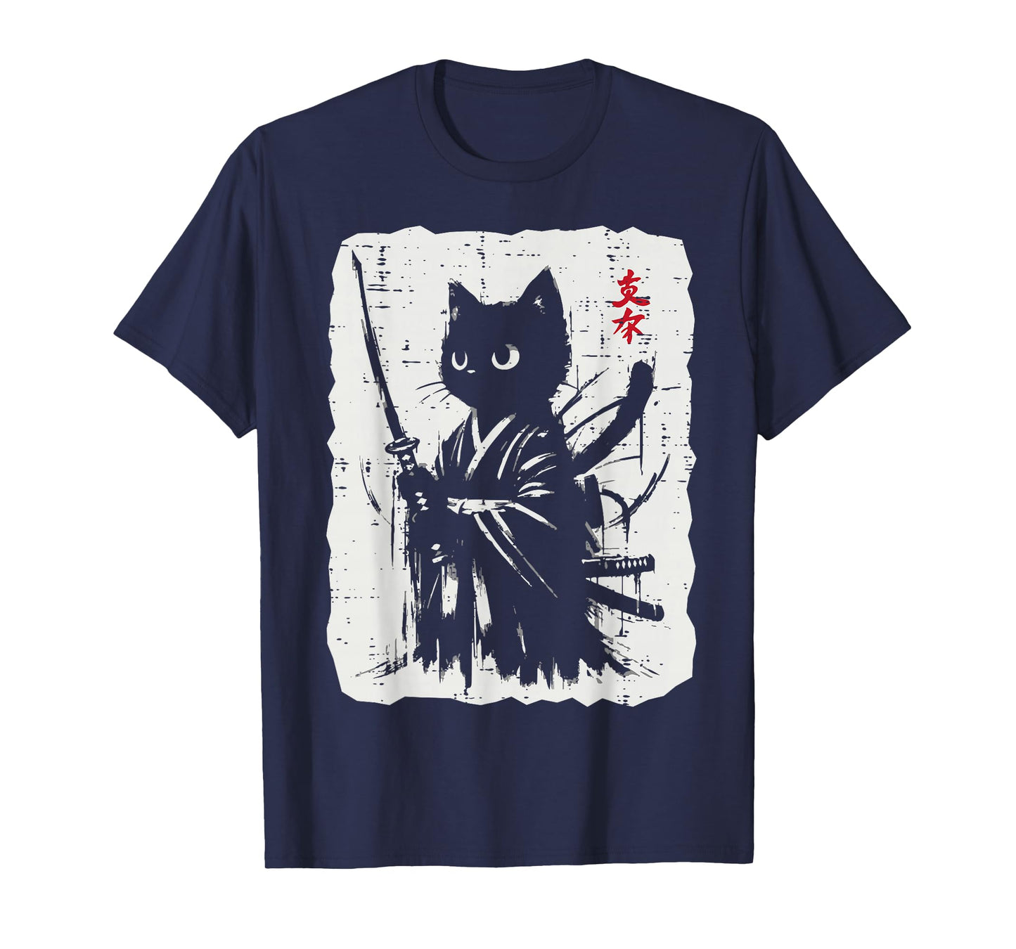 Black Cat Samurai Japanese Katana Kimono Art Women Girls Kid T-Shirt