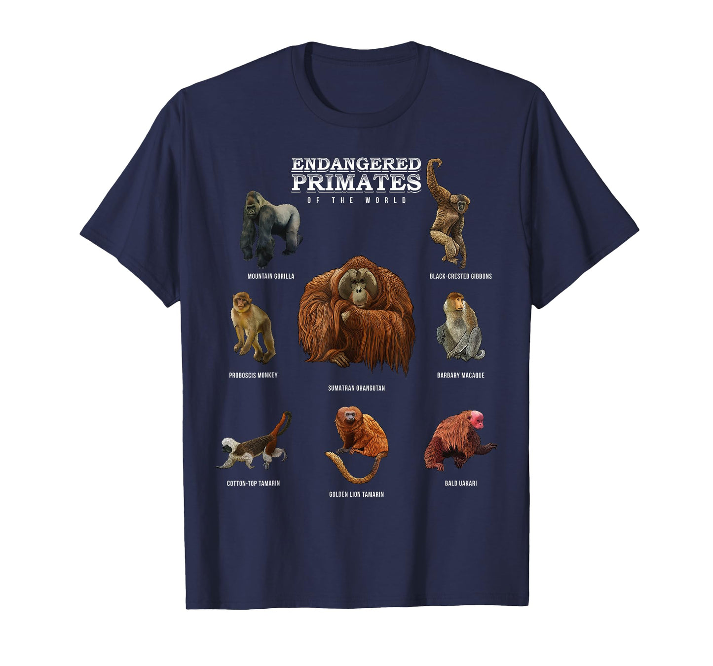 Endangered Primates of the World Shirt Wildlife Zoology Wild T-Shirt