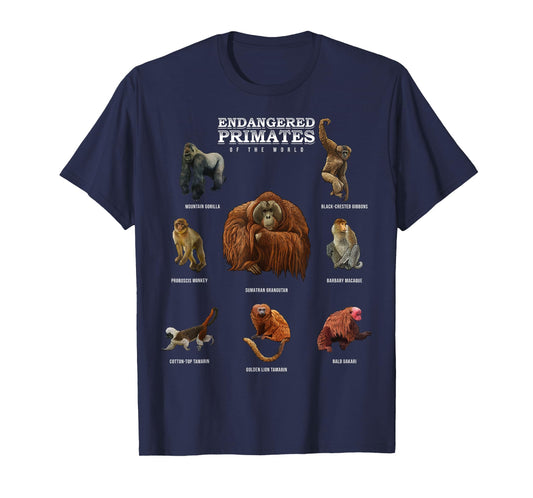 Endangered Primates of the World Shirt Wildlife Zoology Wild T-Shirt