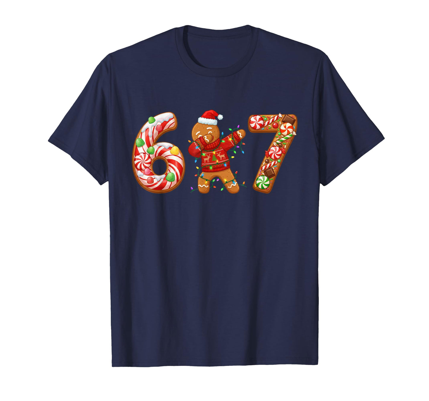 Dabbing Gingerbread Man 67 Meme Candy Christmas Sweets Boys T-Shirt