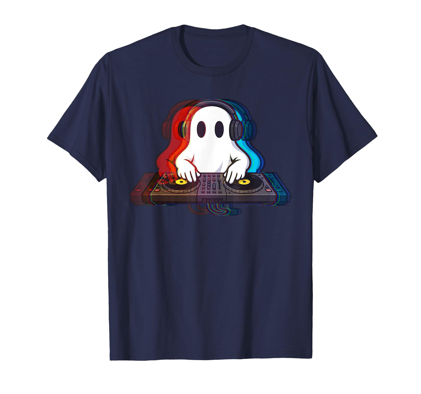 House Music Ghost Optical Illusion Boo EDM Halloween DJ Men T-Shirt