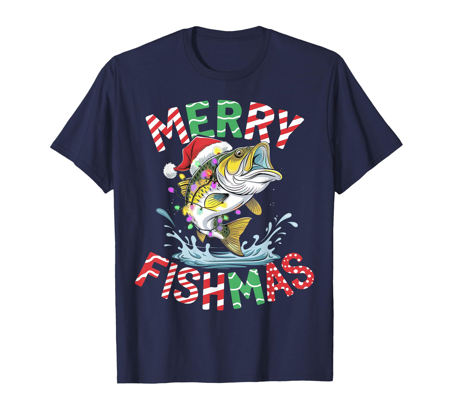 Merry Fishmas Santa Fishing Funny Fisherman Christmas T-Shirt