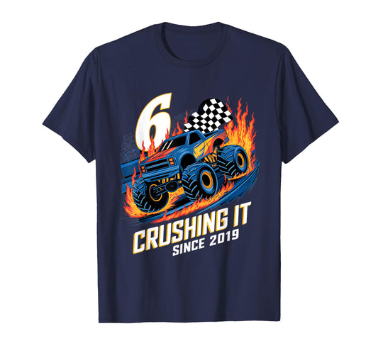 Crushing It Since 2019 6th Birthday Kids Monster Truck T-Shirt