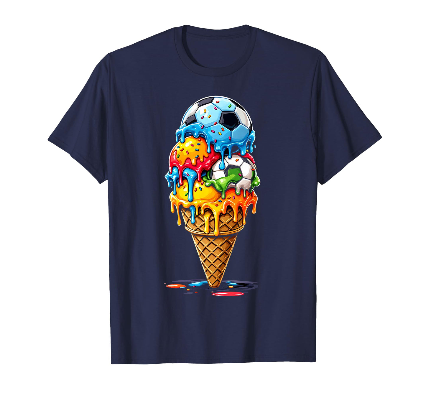 Soccer Drip Boys Girls Ice Cream Drip With Sprinkles Summer T-Shirt