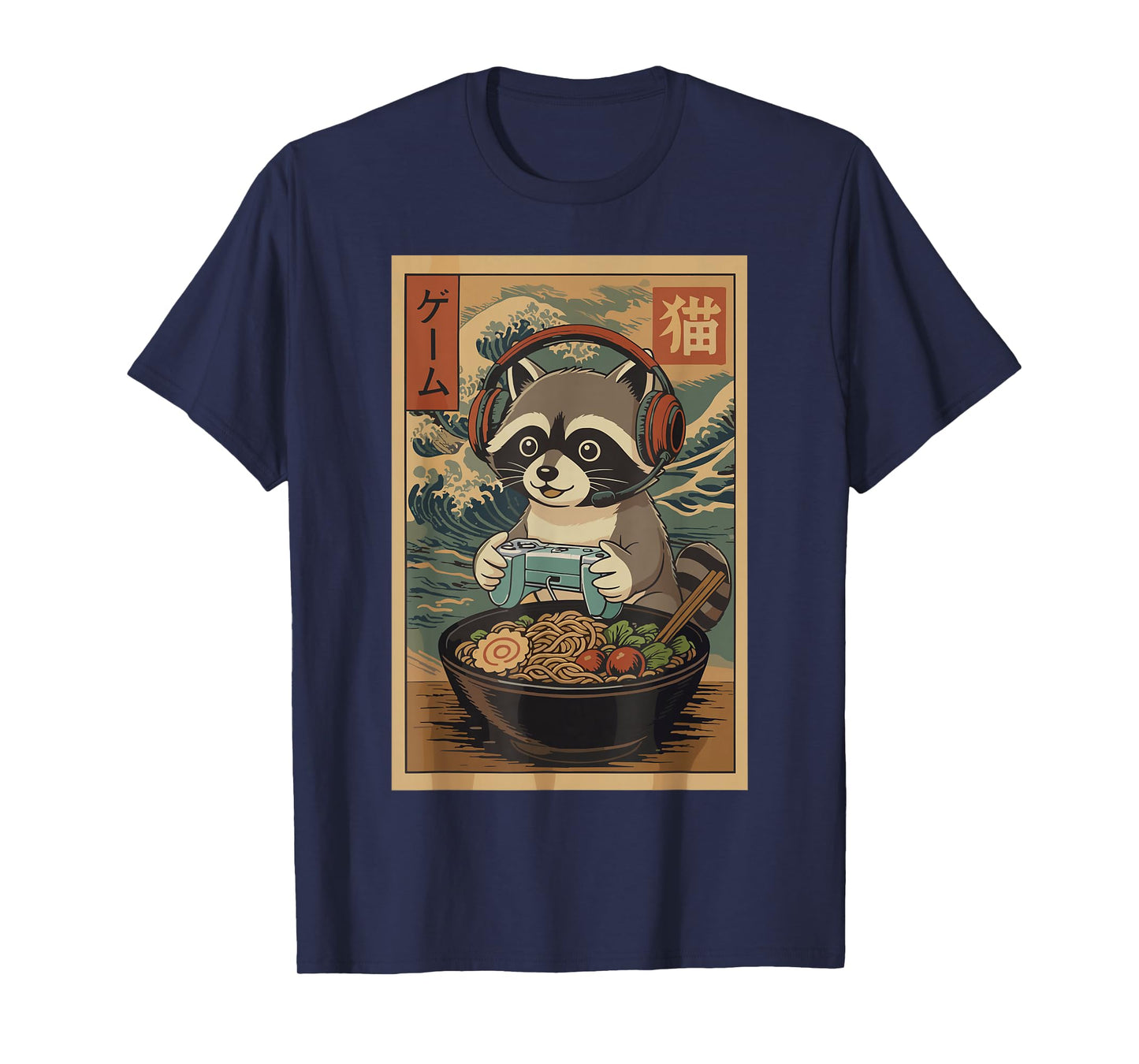 Kawaii Japanese Ramen Raccoon Retro Gaming Shirts for Men T-Shirt