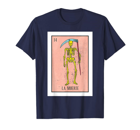 Retro La Muerte Lottery Card The Death Card Mexican Lottery T-Shirt