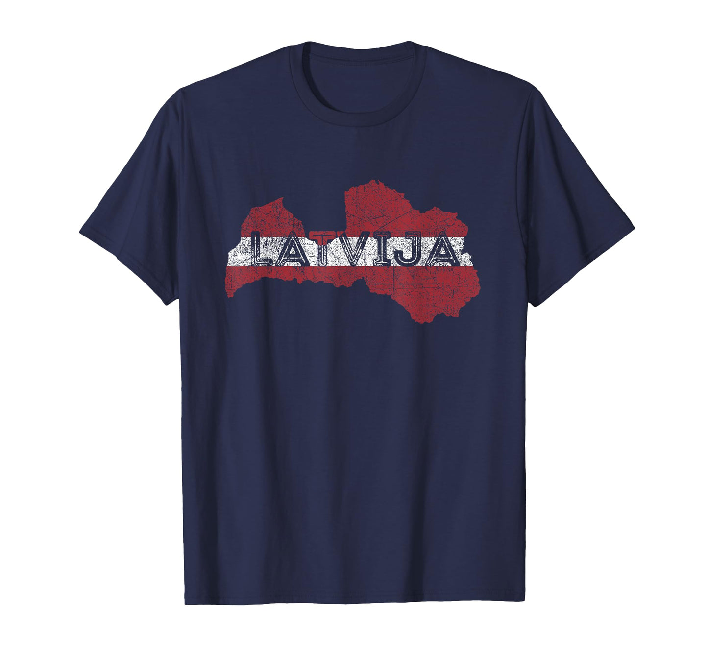 Latvian Map and Flag Souvenir - Distressed Latvija T-Shirt
