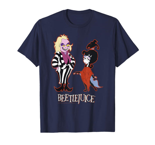 Beetlejuice Red Outline Beetlejuice and Lydia Cartoon T-Shirt