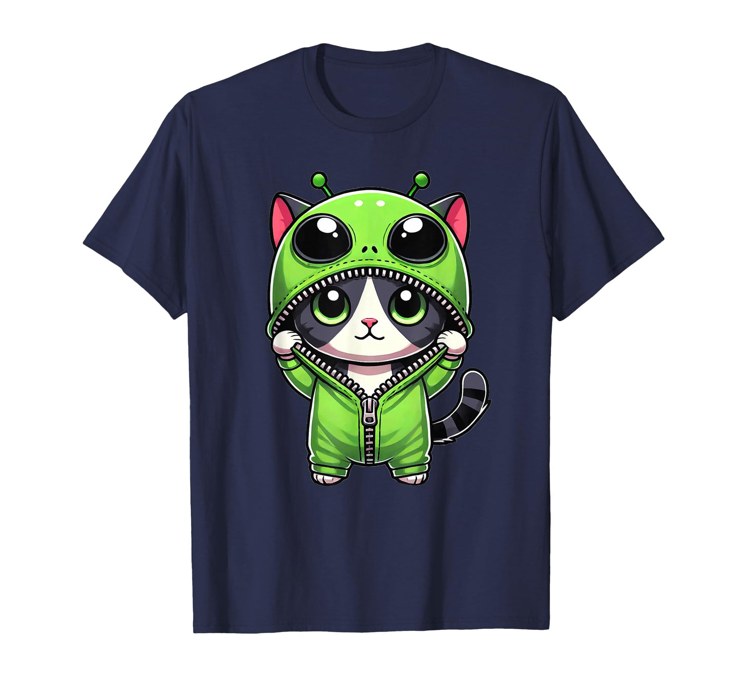 Cute Cat Dressed as Alien Funny Cat Lover T-Shirt