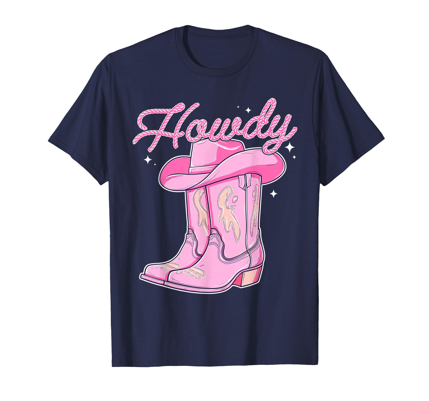 Cute Howdy Pink Cowgirl Boot Hat Western Rodeo Women Girl T-Shirt