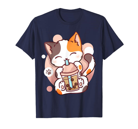 Cat Boba Tea Bubble Tea Anime Kawaii Neko T-Shirt Small