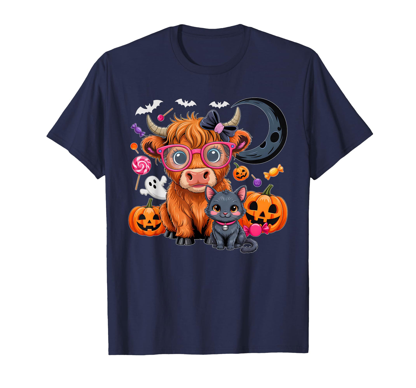Halloween Highland Cow Witchy Cow Pumpkin Spooky Season T-Shirt