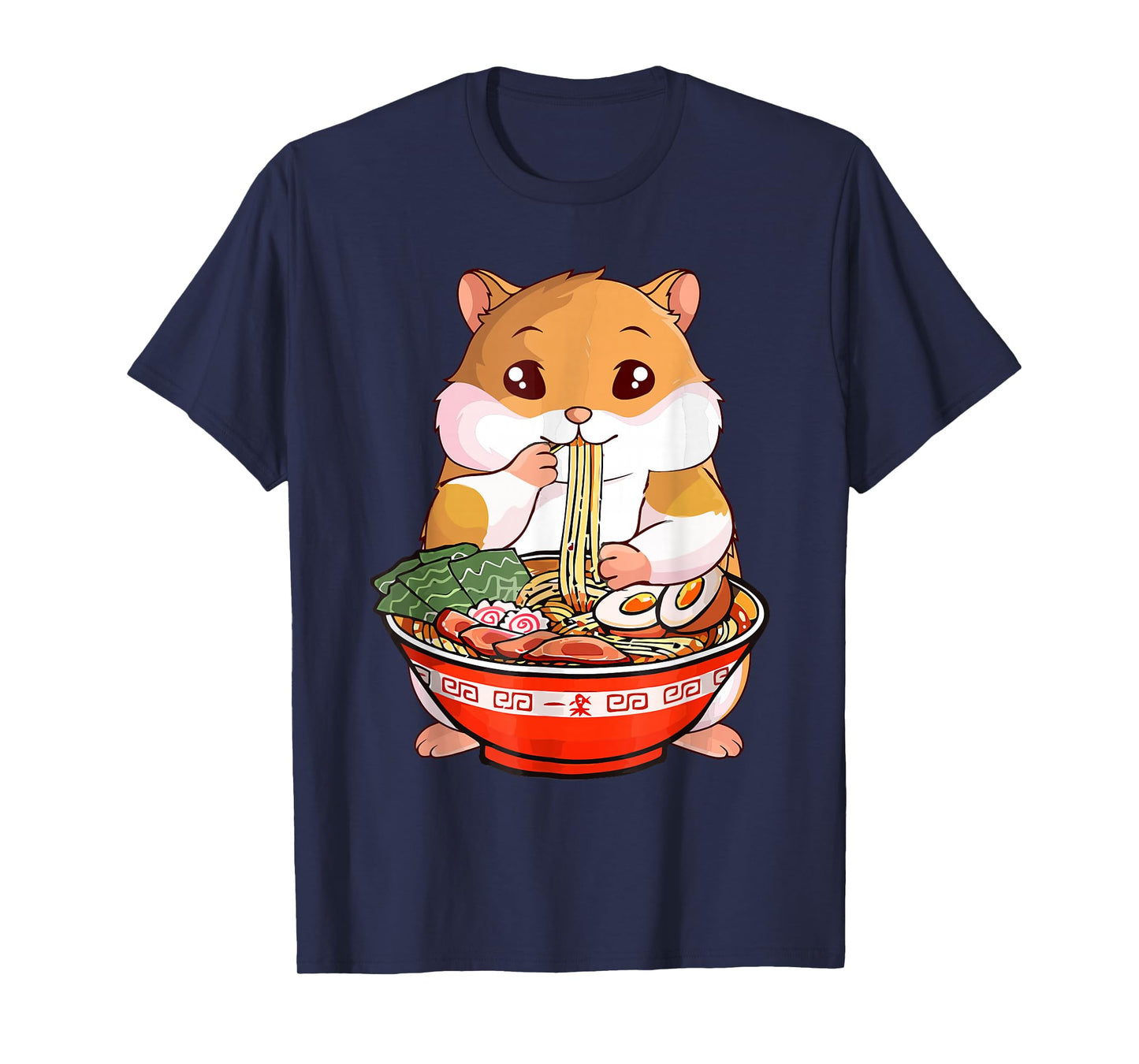 Cute Hamster Ramen Lover Funny Kawaii Noodle Design T-Shirt
