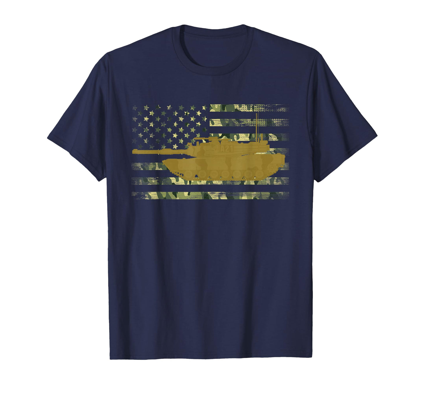 M1 Abrams Military Battle Tank Camo American Flag T-Shirt