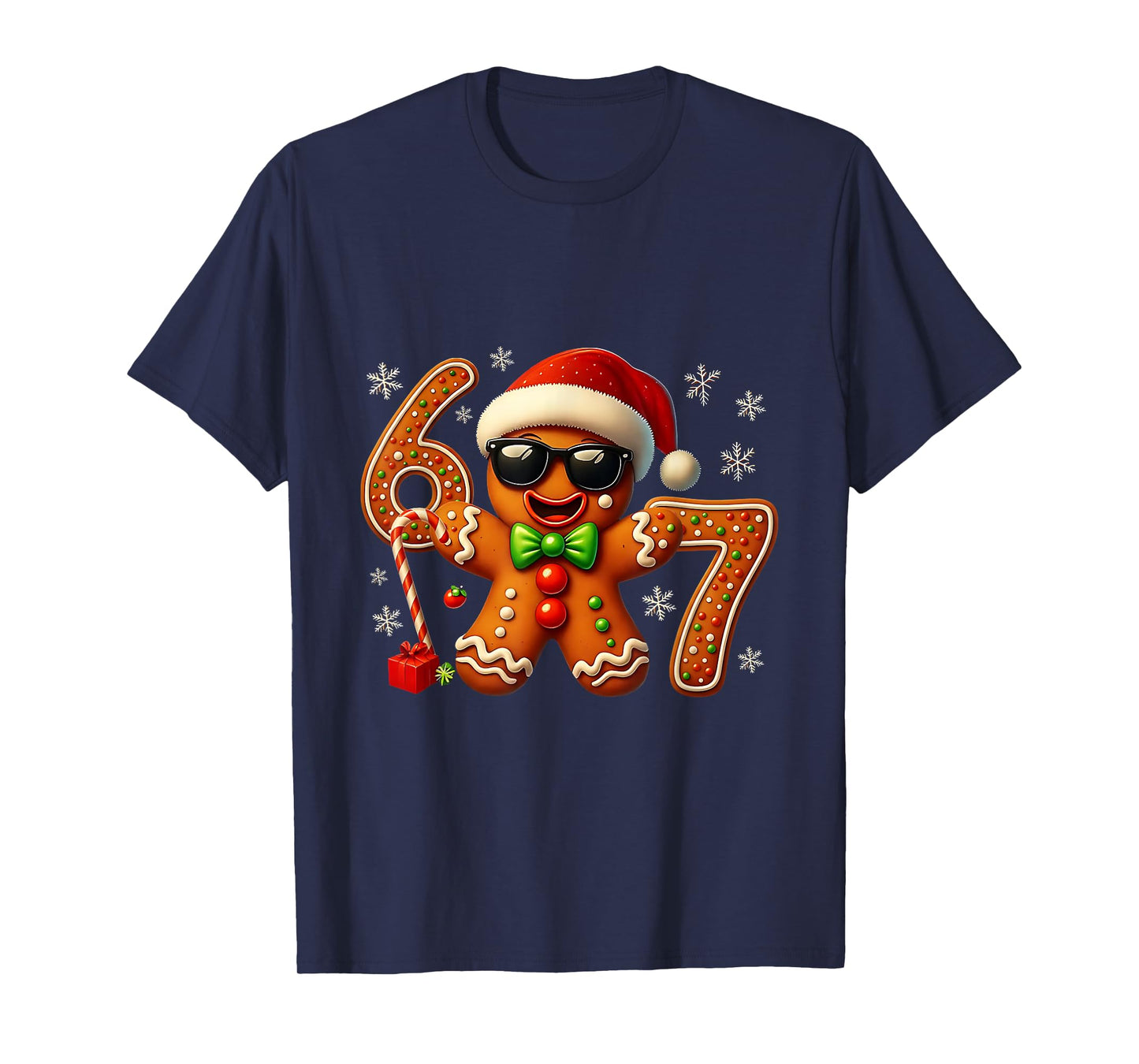 Six Seven 6 7 Meme Gingerbread Christmas Baking Men Women T-Shirt
