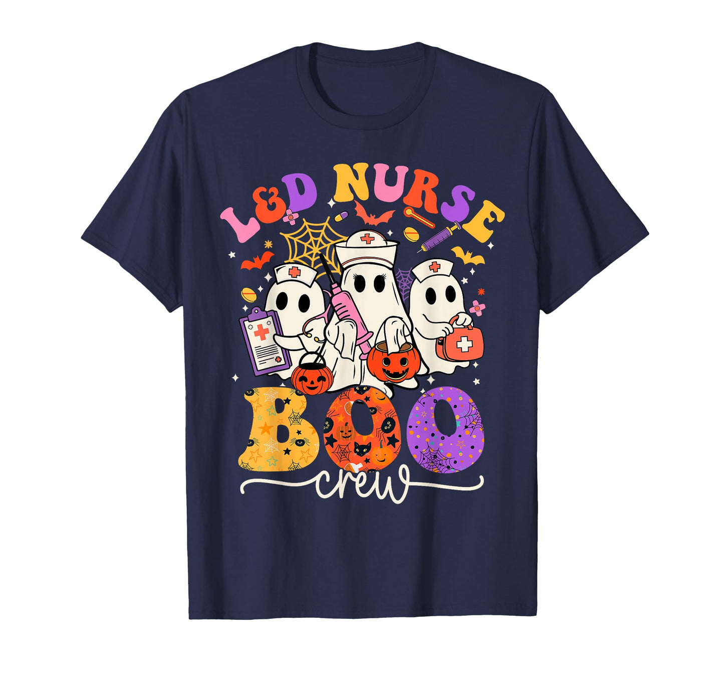 L&D Boo Crew Costume Funny Nurse Ghost Halloween T-Shirt