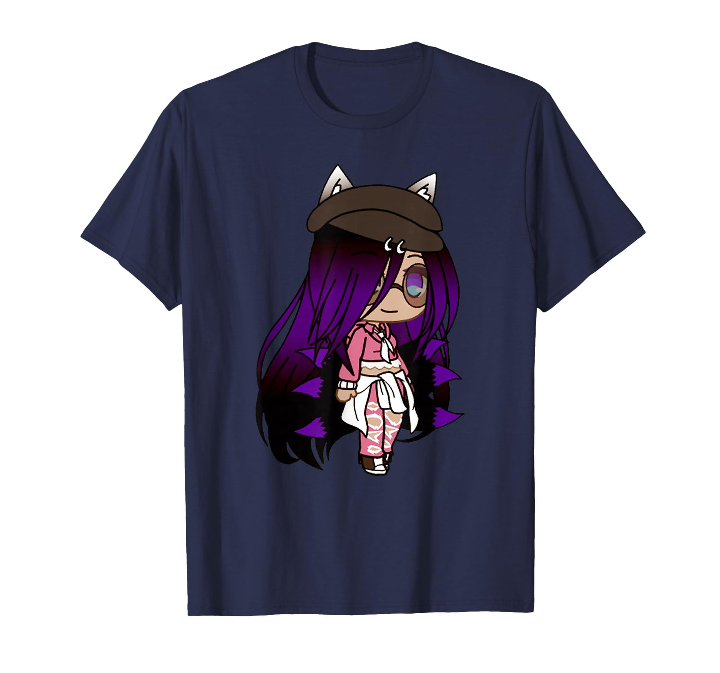 Cute Chibi Style Kawaii Anime Girl with Fox Ears and Tails T-Shirt