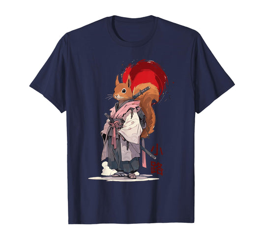 Samurai Squirrel Shirts for Women Vintage Graphic Japanese T-Shirt