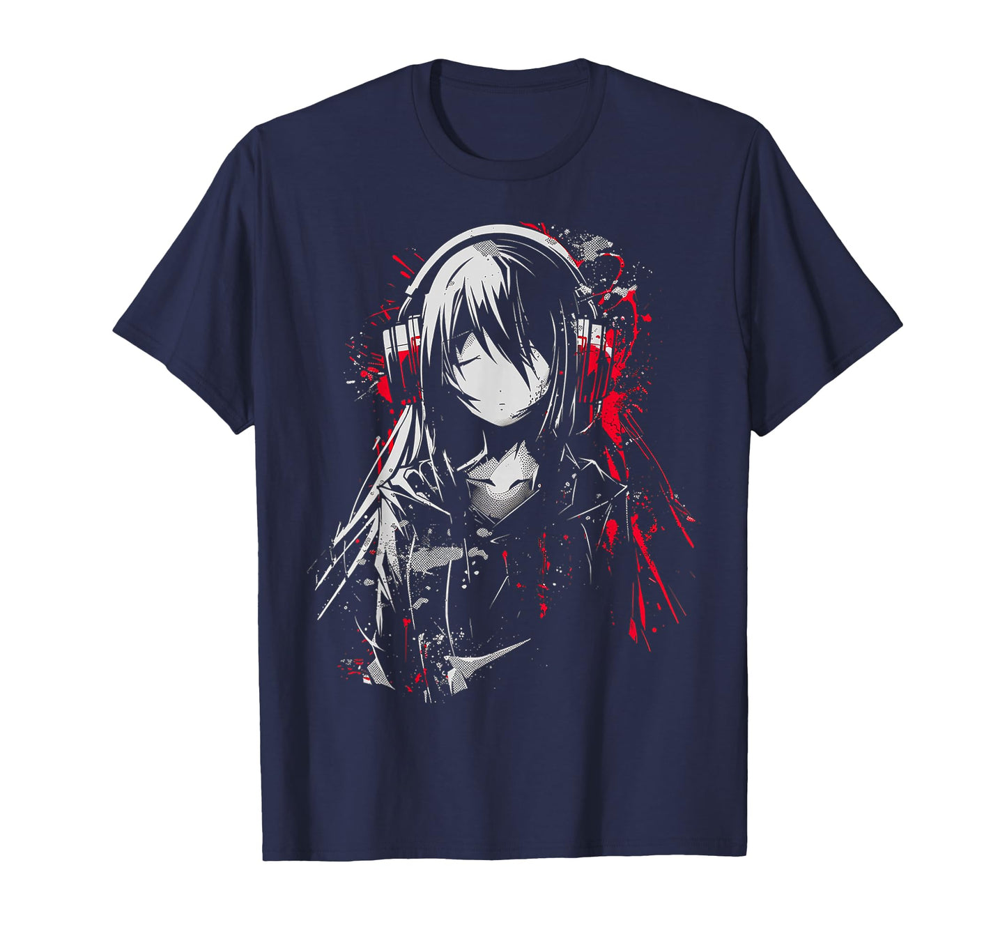 Anime Manga Motif Headphone Artwork Anime T-Shirt